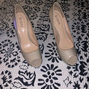GUESS Nude Peep Toe Heels